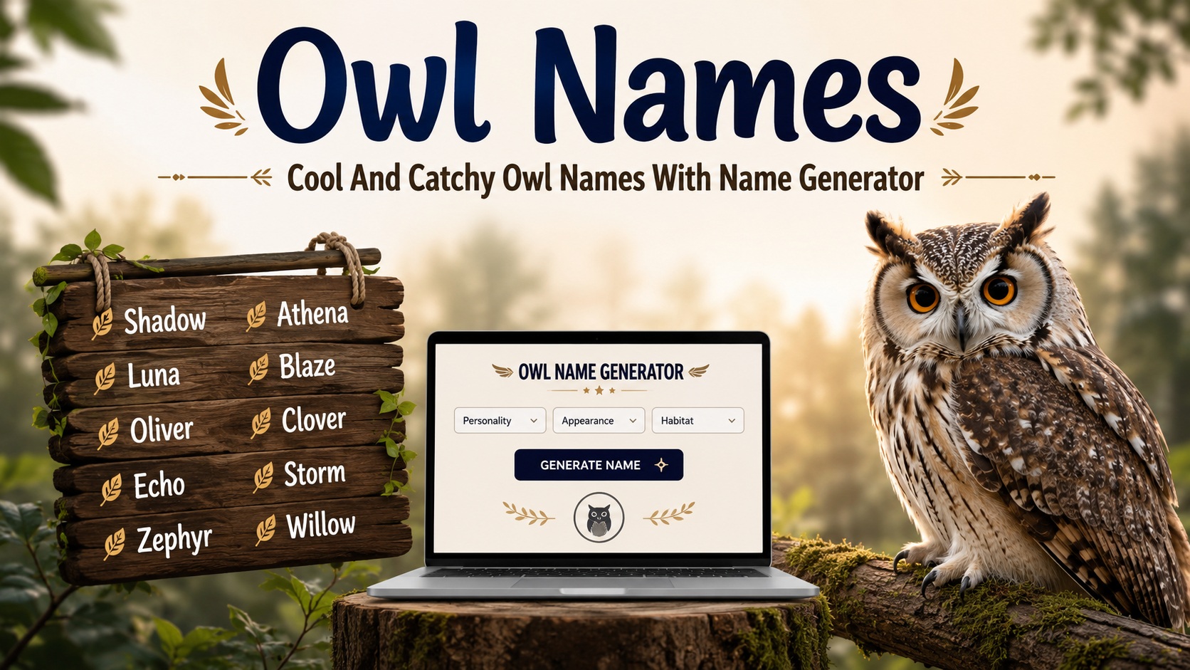 Cool And Catchy Owl Names With Name Generator