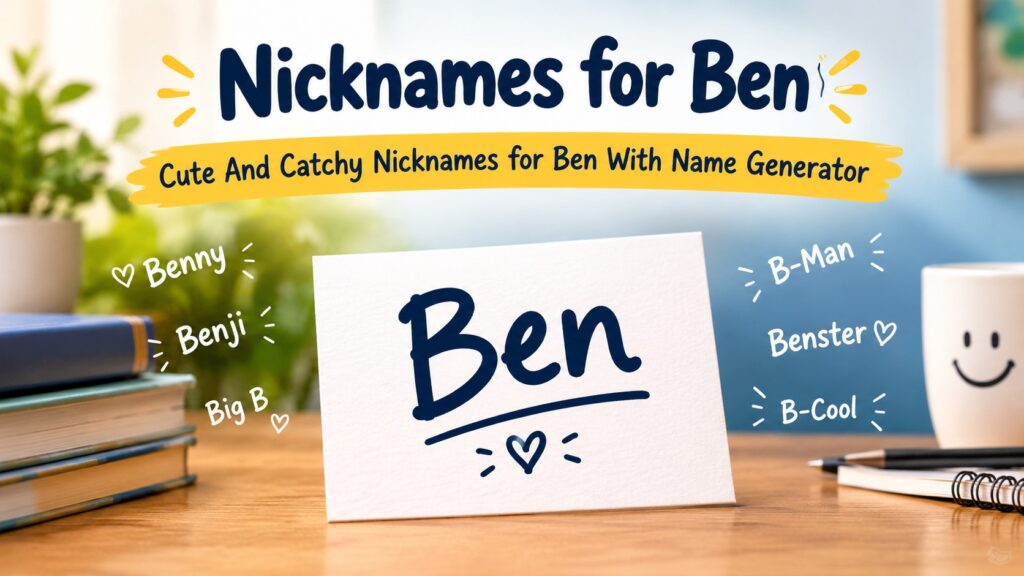 Cute And Catchy Nicknames for Ben With Name Generator